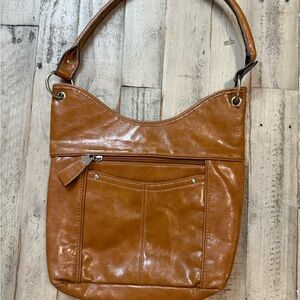 Rosetti brown leather Shoulder Bag silver accents